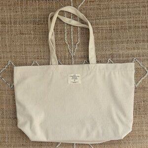 Sezane Cream Corduroy Tote Bag Purse